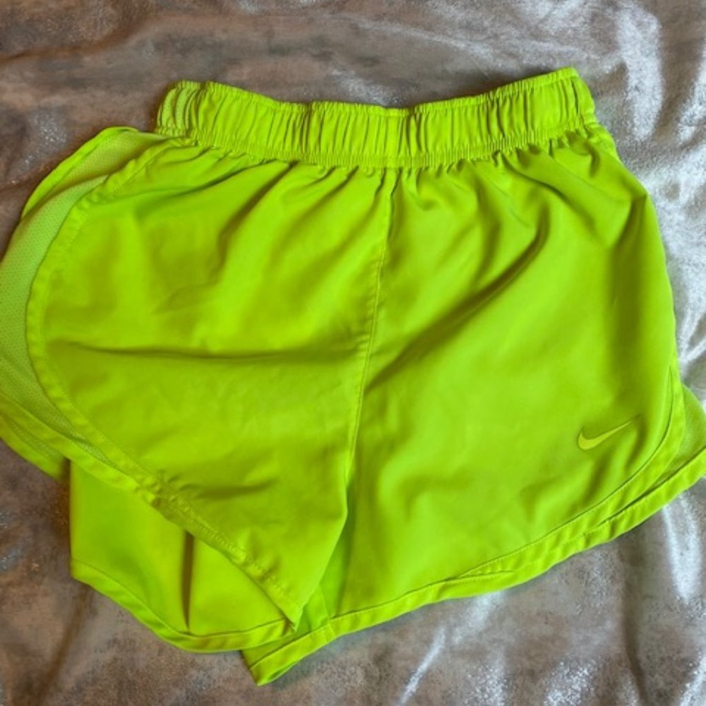 Nike neon yellow running shorts